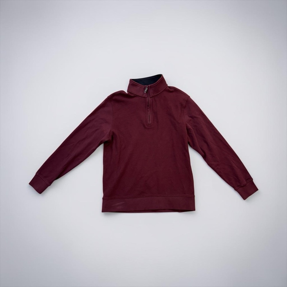 Ted Baker Mens Burgundy Textured Quarter Zip Pullover Sweater Size M